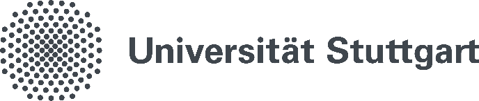 Logo mit Beschriftung "Universität Stuttgart", davor ein aus Punkten bestehender Kreis
